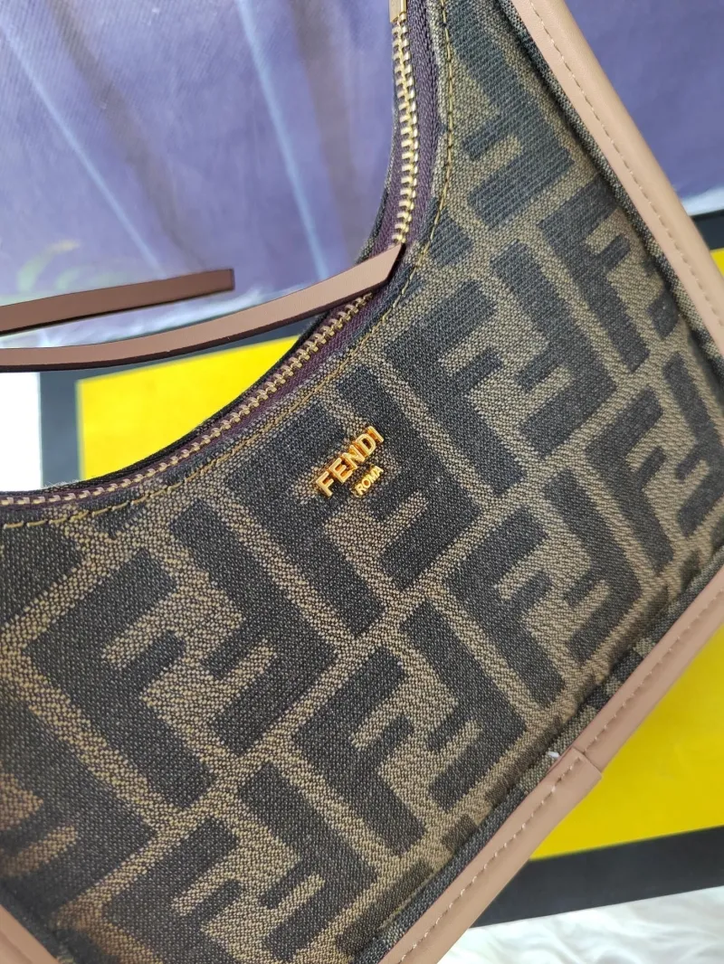 Fendi Brown FF Monogram Mini Hobo Bag - Image 5