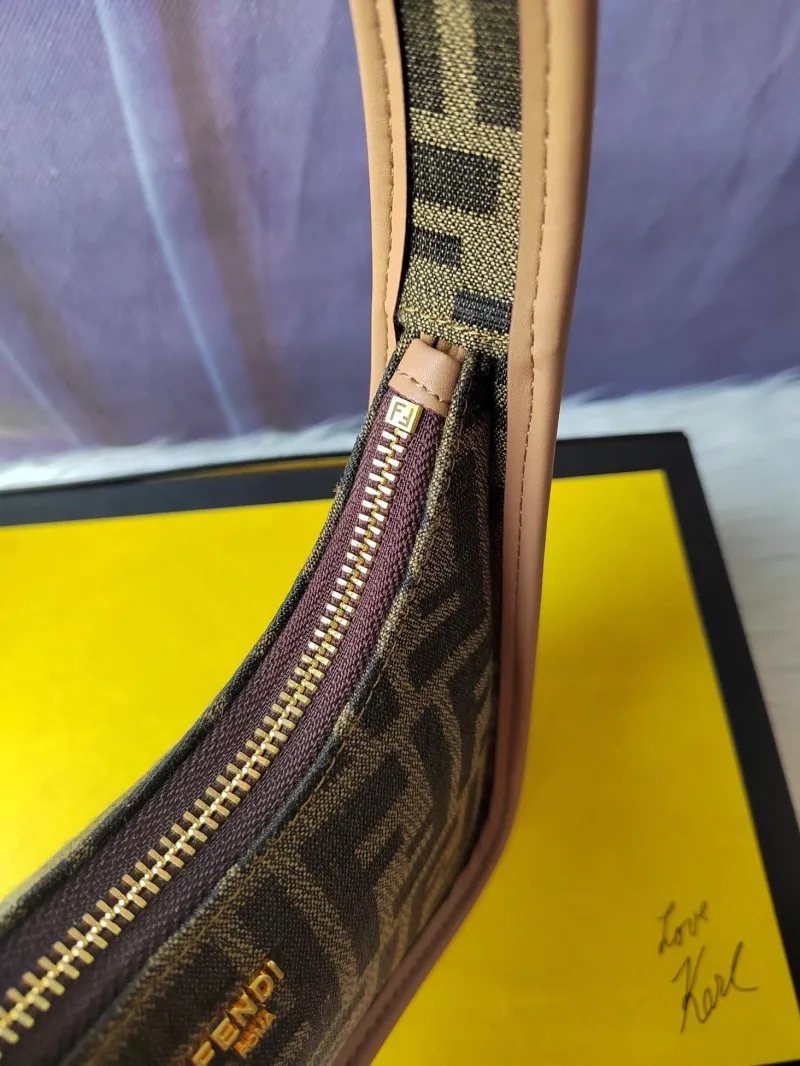 Fendi Brown FF Monogram Mini Hobo Bag - Image 6