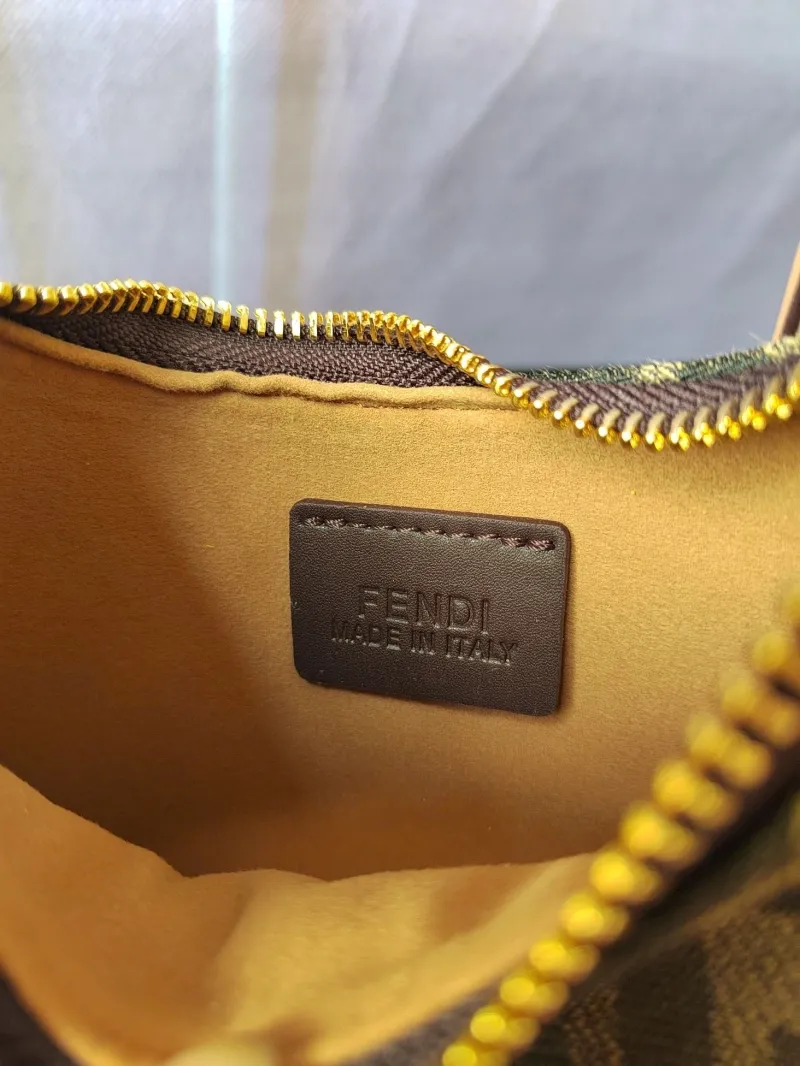 Fendi Brown FF Monogram Mini Hobo Bag - Image 8
