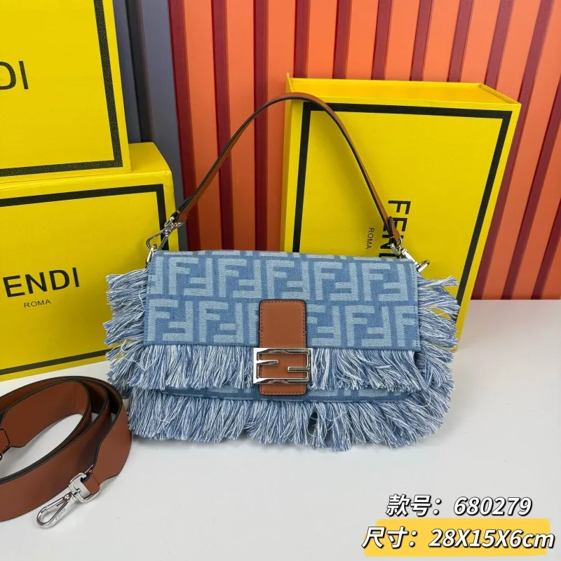 Fendi Denim Fringe Top Handle Bag 680279