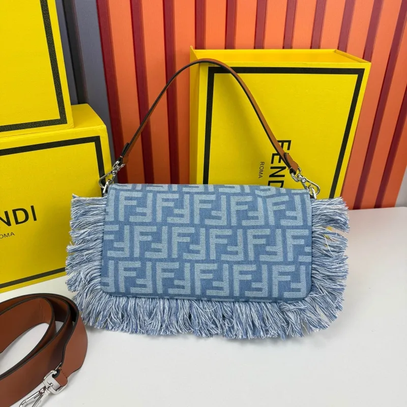 Fendi Denim Fringe Top Handle Bag 680279 - Image 3