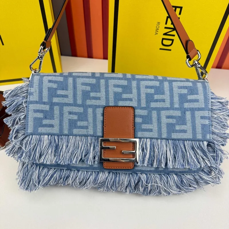 Fendi Denim Fringe Top Handle Bag 680279 - Image 5