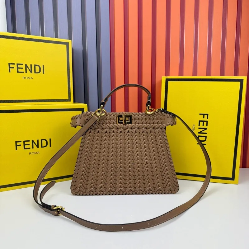 Alternative view of Fendi Brown Woven Top Handle Shoulder Bag
