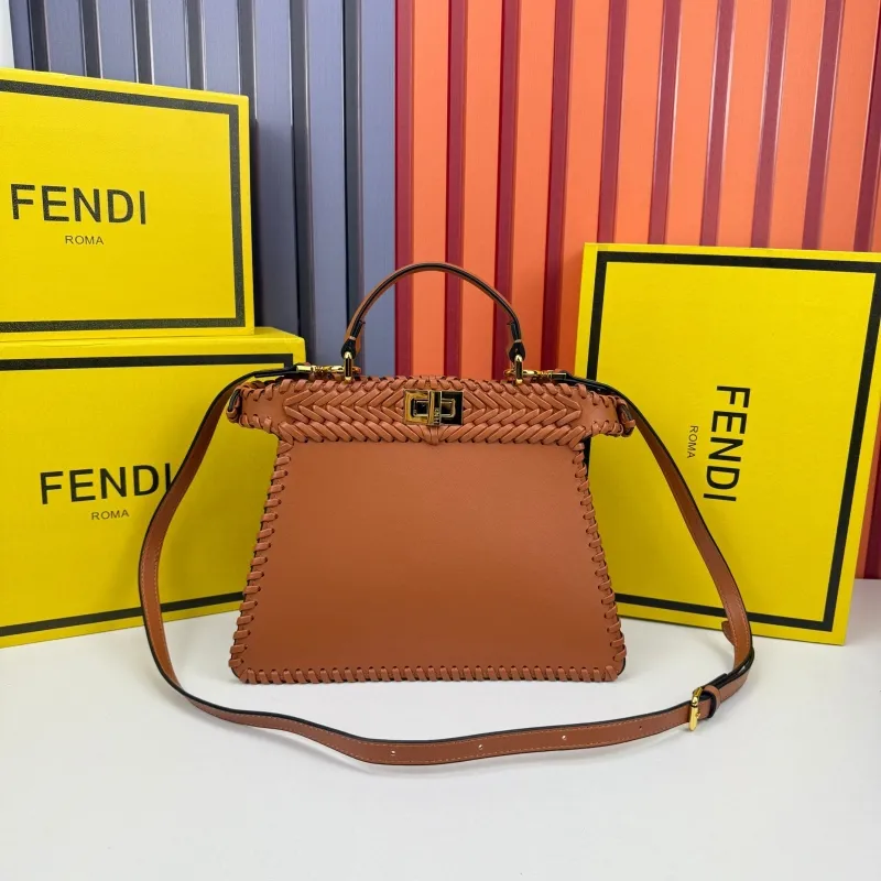 Fendi Woven Brown Top Handle Bag 0258 - Image 4