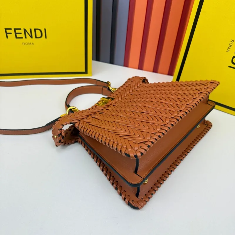 Fendi Woven Brown Top Handle Bag 0258 - Image 5