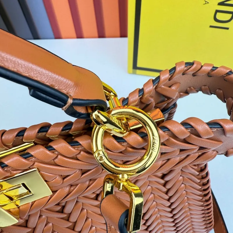 Fendi Woven Brown Top Handle Bag 0258 - Image 6