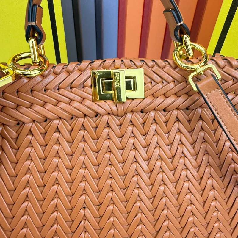 Fendi Woven Brown Top Handle Bag 0258 - Image 7