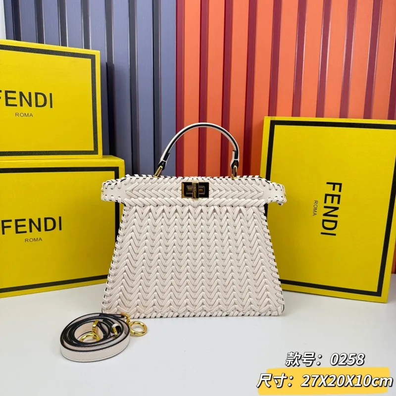 Fendi White Woven Top Handle Bag 0258