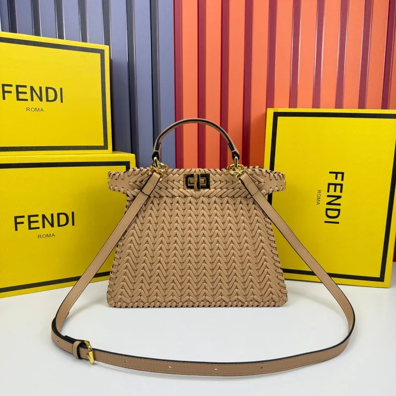 Alternative view of Fendi Beige Woven Top Handle Crossbody Bag 0258