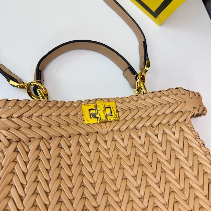 Fendi Beige Woven Top Handle Crossbody Bag 0258 - Image 6