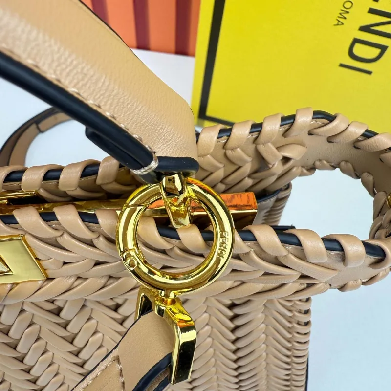 Fendi Beige Woven Top Handle Crossbody Bag 0258 - Image 7