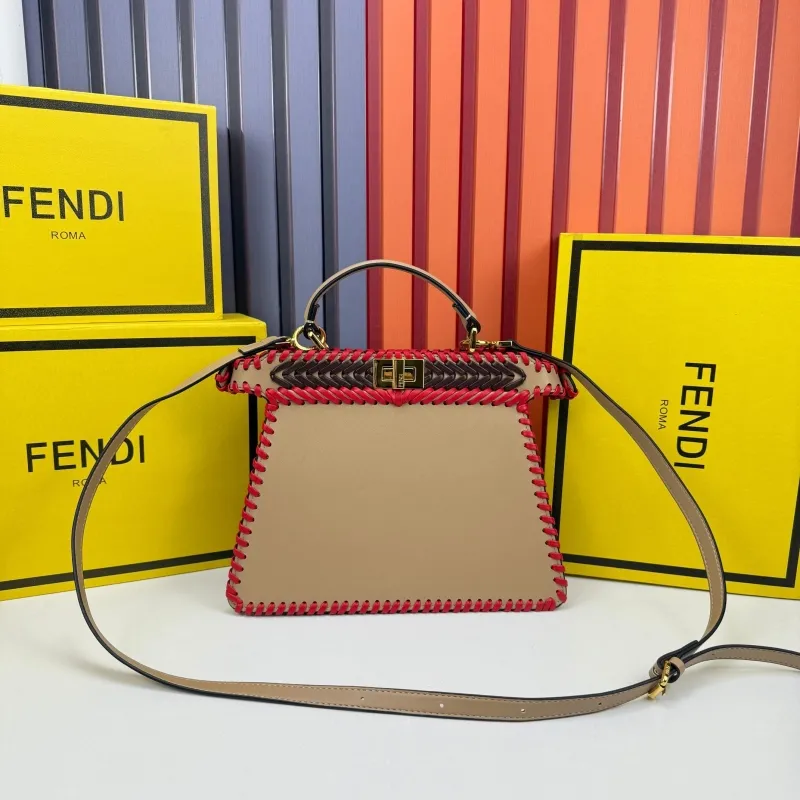 Fendi Multicolor Woven Leather Top Handle Bag 0258 - Image 4