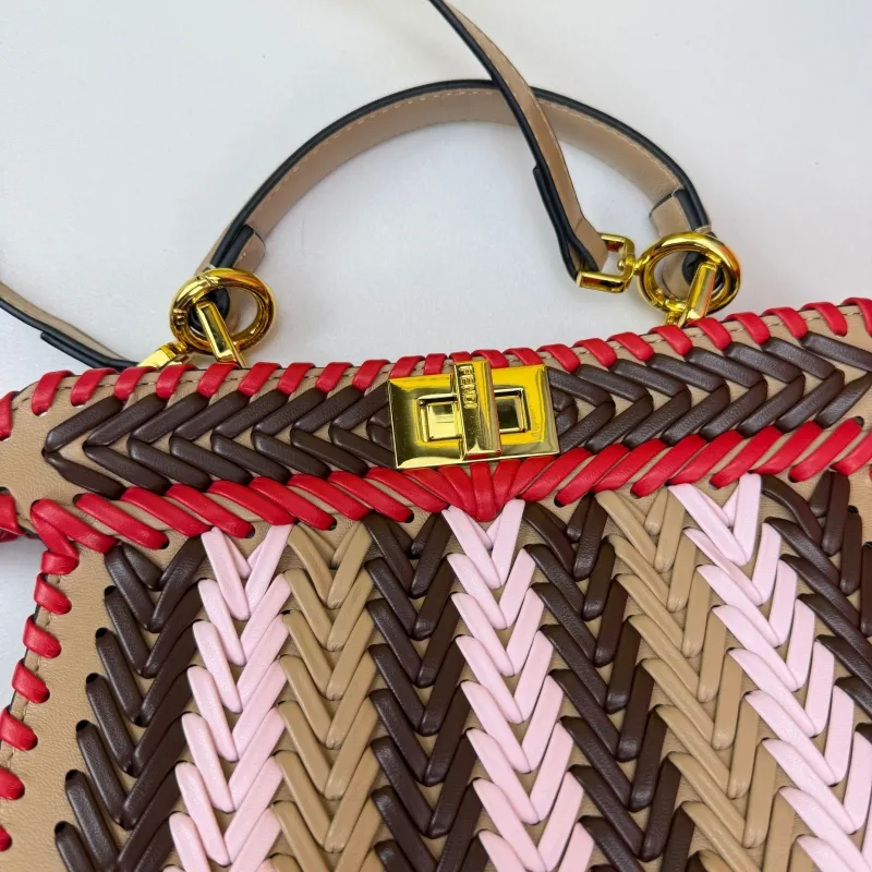 Fendi Multicolor Woven Leather Top Handle Bag 0258 - Image 6