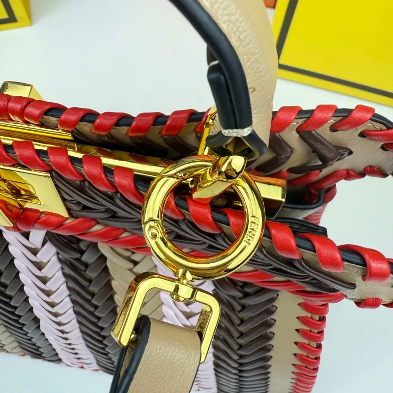 Fendi Multicolor Woven Leather Top Handle Bag 0258 - Image 7