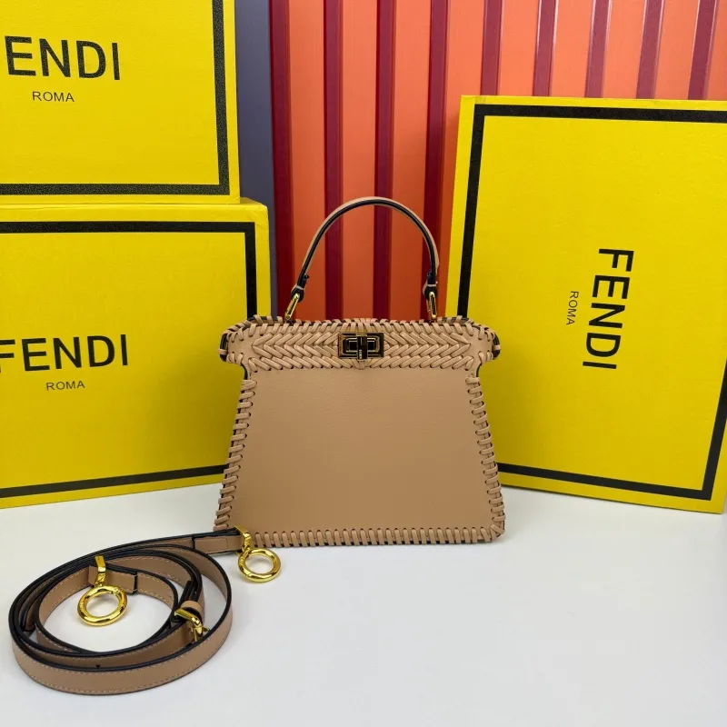Fendi Beige Woven Top Handle Bag 0266 - Image 3