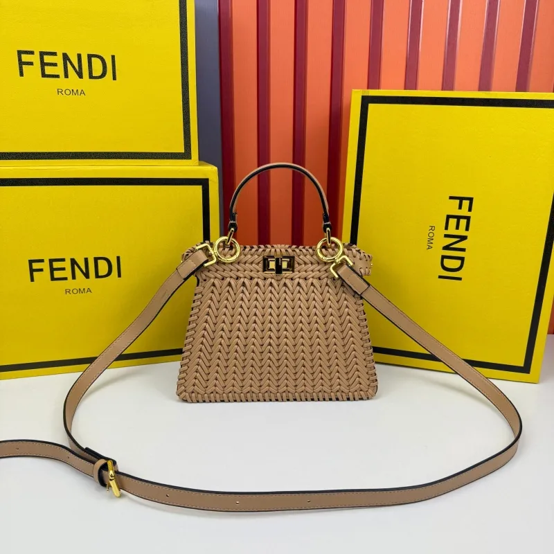 Fendi Beige Woven Top Handle Bag 0266 - Image 5