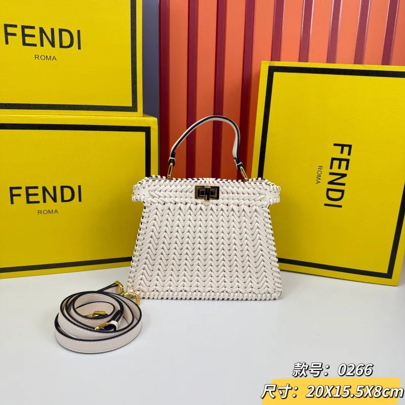 Fendi White Woven Top Handle Bag 0266
