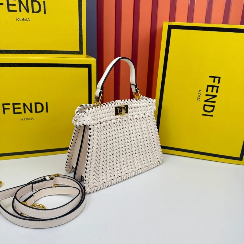 Alternative view of Fendi White Woven Top Handle Bag 0266