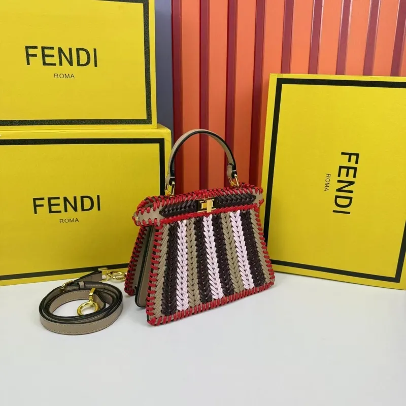 Alternative view of Fendi Multicolor Woven Top Handle Handbag 0266 20x15.5x8cm