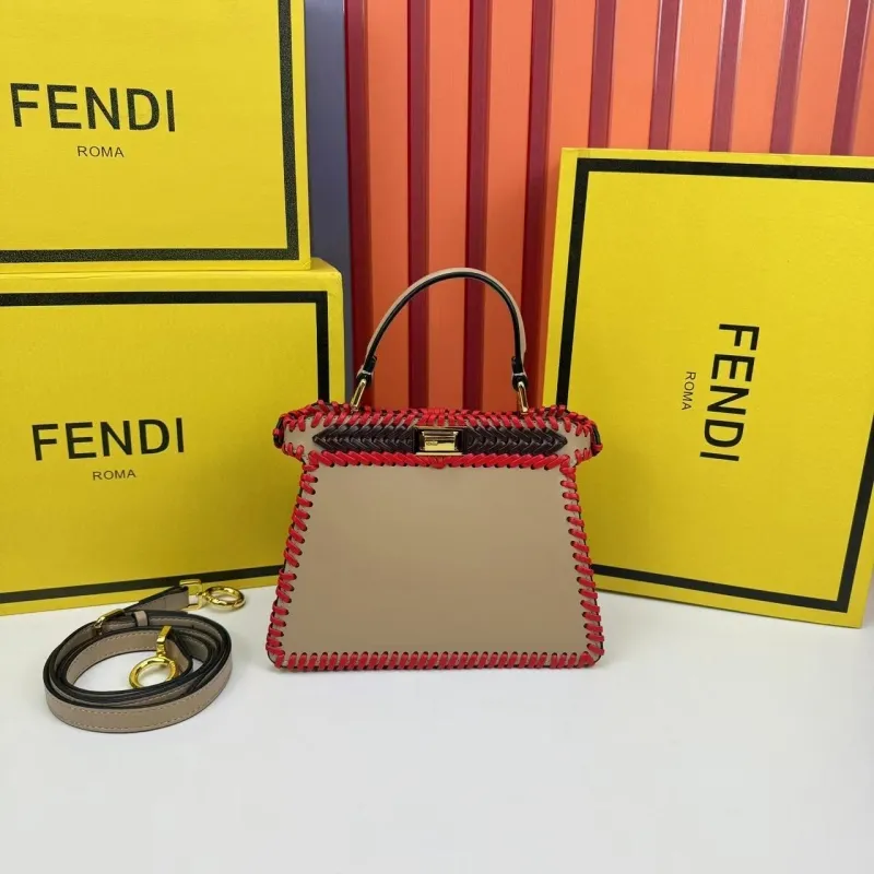 Fendi Multicolor Woven Top Handle Handbag 0266 20x15.5x8cm - Image 3