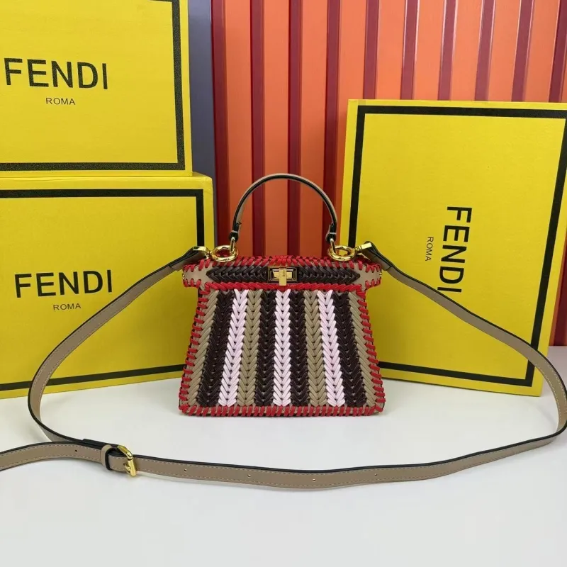 Fendi Multicolor Woven Top Handle Handbag 0266 20x15.5x8cm - Image 4