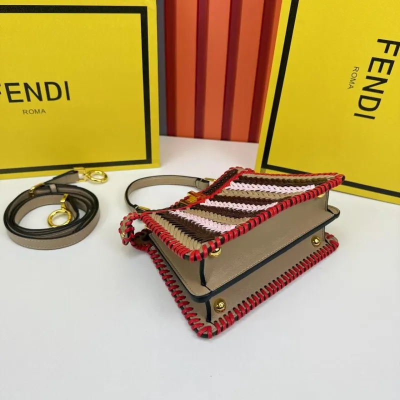 Fendi Multicolor Woven Top Handle Handbag 0266 20x15.5x8cm - Image 5