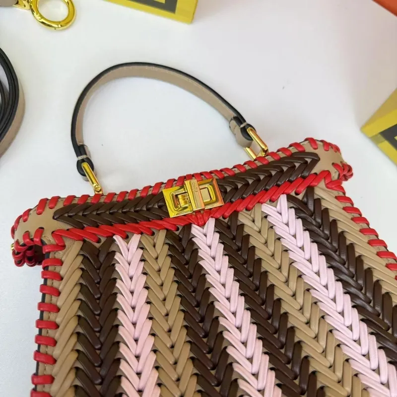 Fendi Multicolor Woven Top Handle Handbag 0266 20x15.5x8cm - Image 6
