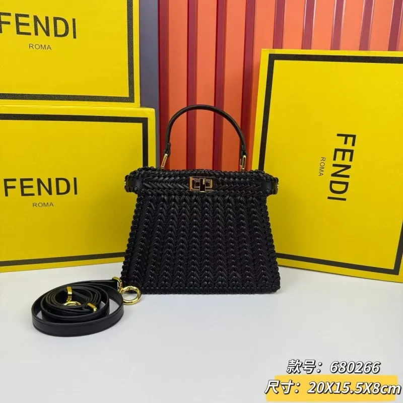 Fendi Black Woven Top Handle Bag 680266