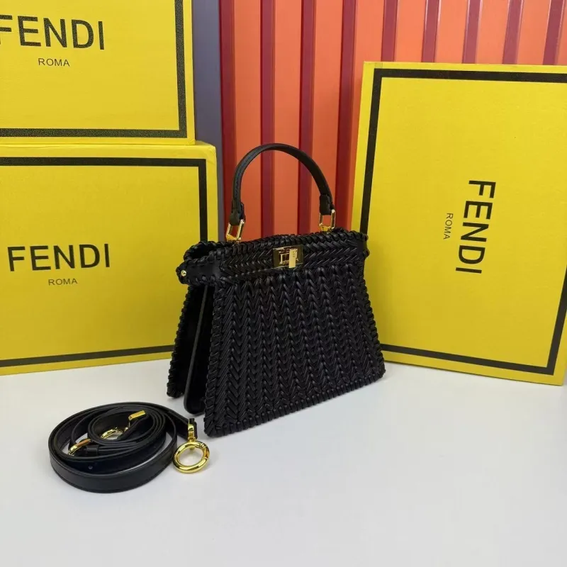 Alternative view of Fendi Black Woven Top Handle Bag 680266