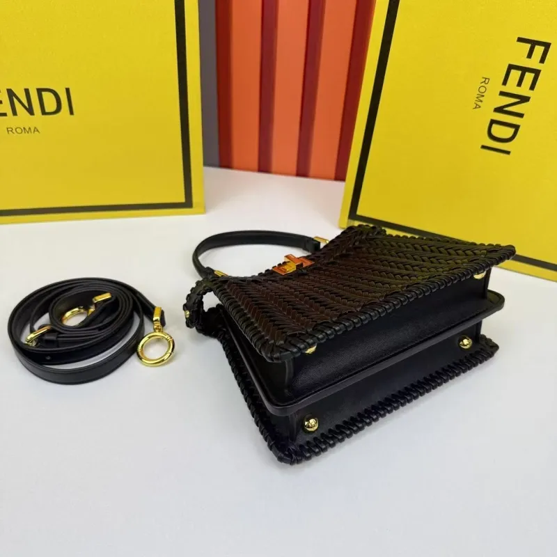 Fendi Black Woven Top Handle Bag 680266 - Image 4