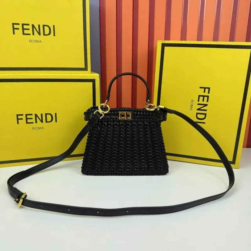 Fendi Black Woven Top Handle Bag 680266 - Image 5
