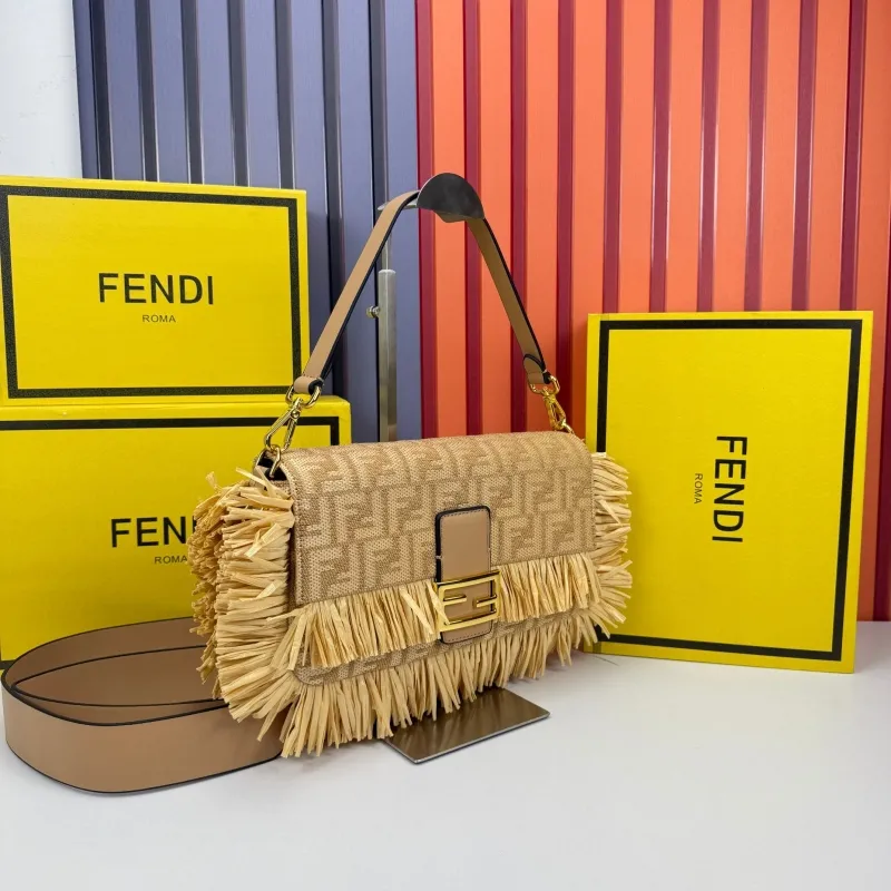 Alternative view of Fendi Beige Fringe Baguette Bag 0279