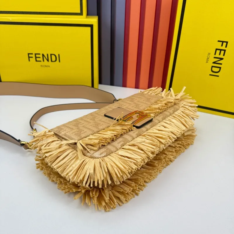 Fendi Beige Fringe Baguette Bag 0279 - Image 4