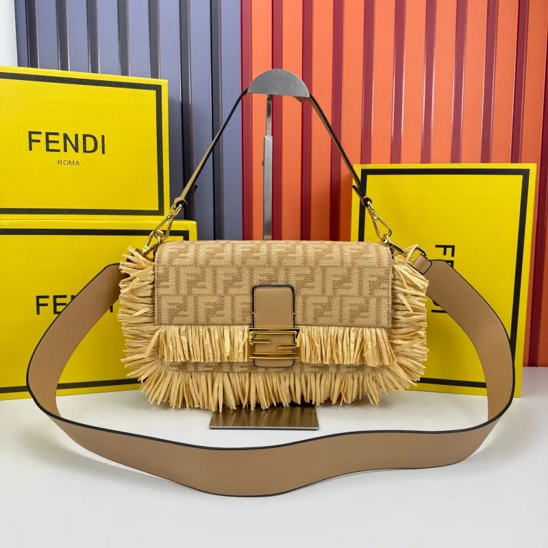 Fendi Beige Fringe Baguette Bag 0279 - Image 5