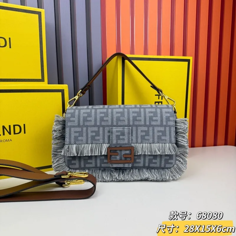 Fendi Gray Fringed Top Handle Bag 68080
