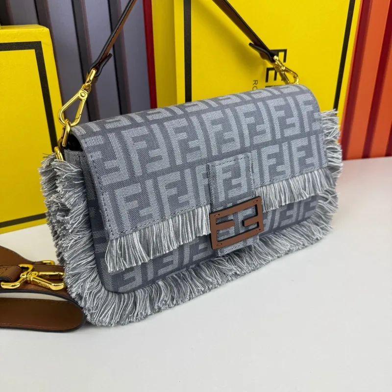 Alternative view of Fendi Gray Fringed Top Handle Bag 68080