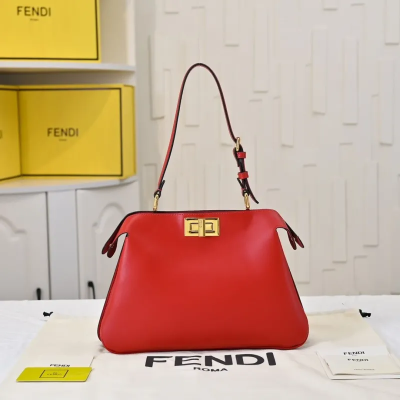 Alternative view of Fendi Red Leather Top Handle Shoulder Bag