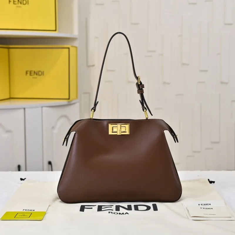 Alternative view of Fendi Brown Leather Top Handle Handbag