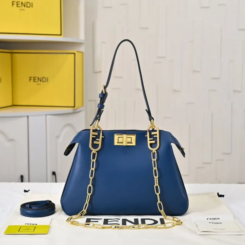 Fendi Blue Leather Shoulder Bag