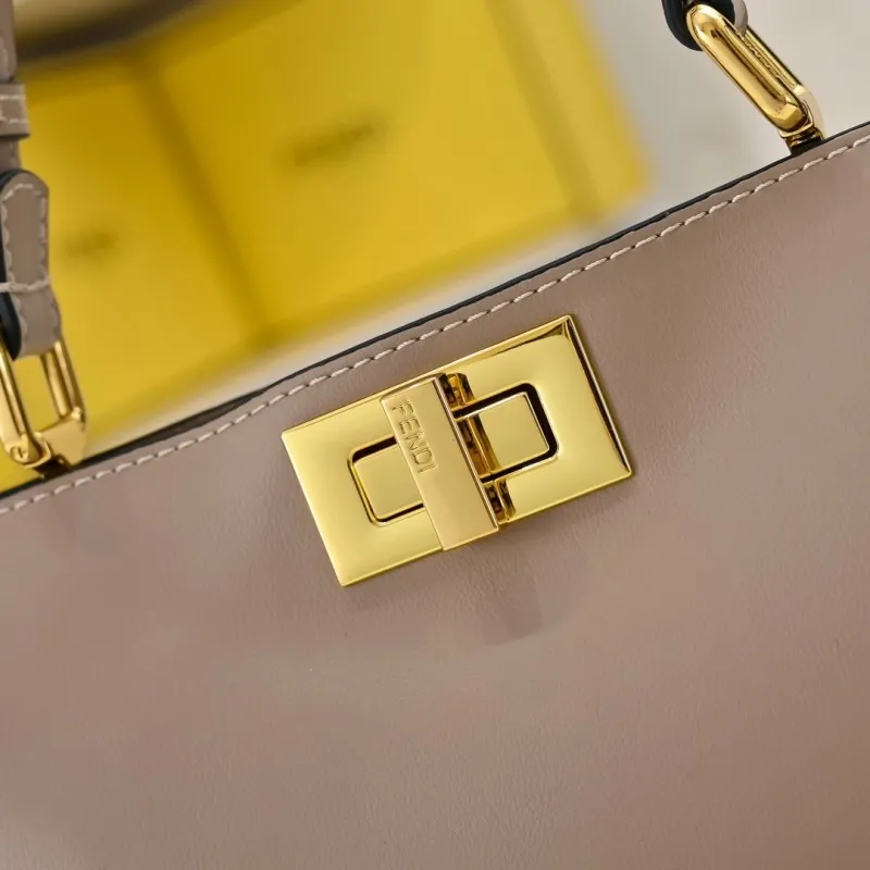Fendi Taupe Leather Top Handle Bag - Image 6