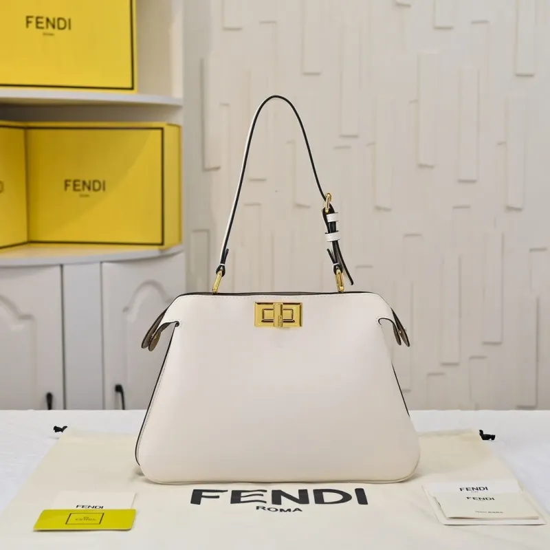 Alternative view of Fendi White Leather Shoulder Handbag