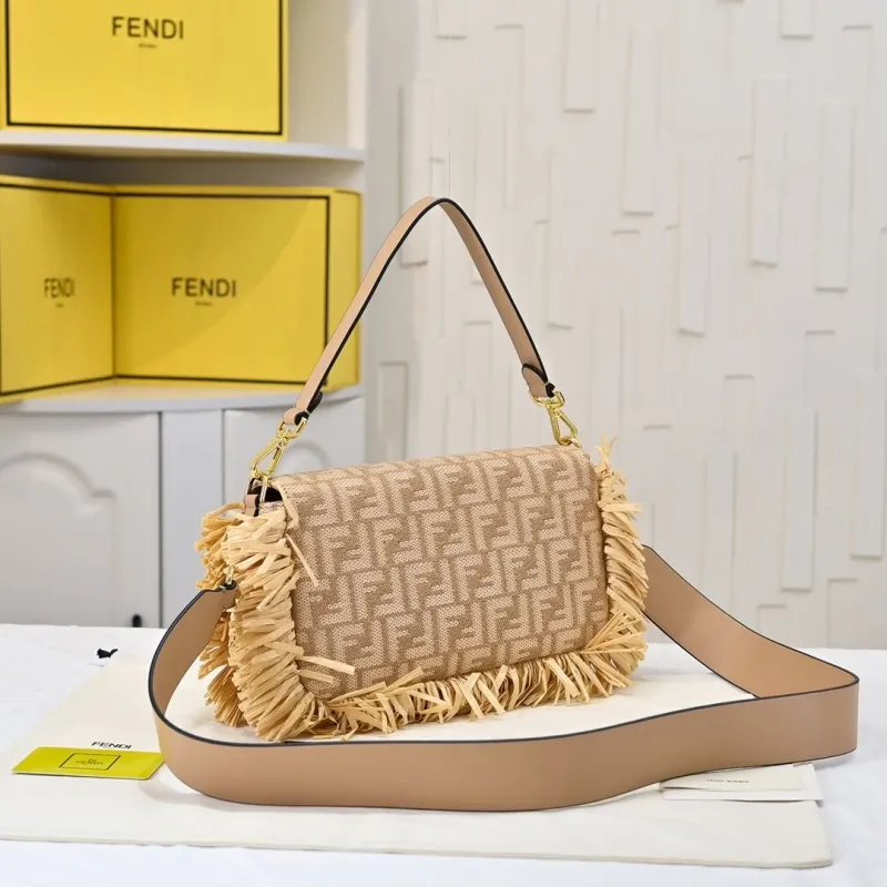 Alternative view of Fendi Beige Raffia Baguette Shoulder Bag