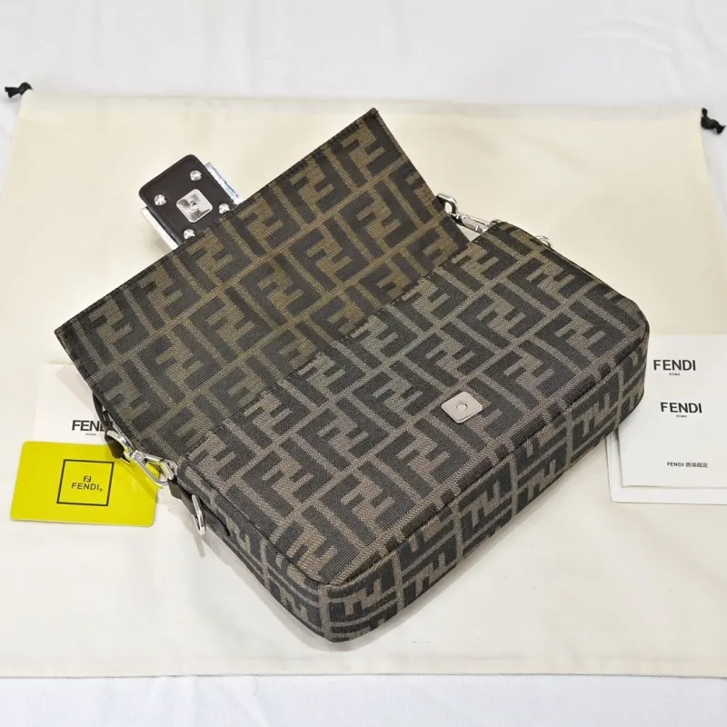 Fendi Brown FF Monogram Baguette Shoulder Bag 182 - Image 8