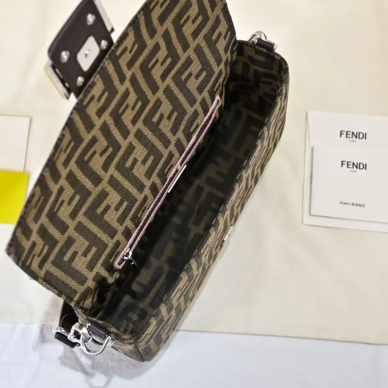 Fendi Brown FF Monogram Baguette Shoulder Bag 182 - Image 9