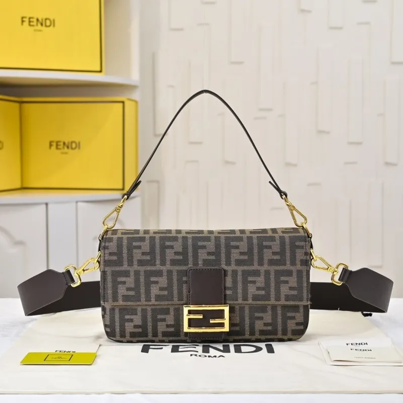 Fendi Brown FF Monogram Top Handle Shoulder Bag