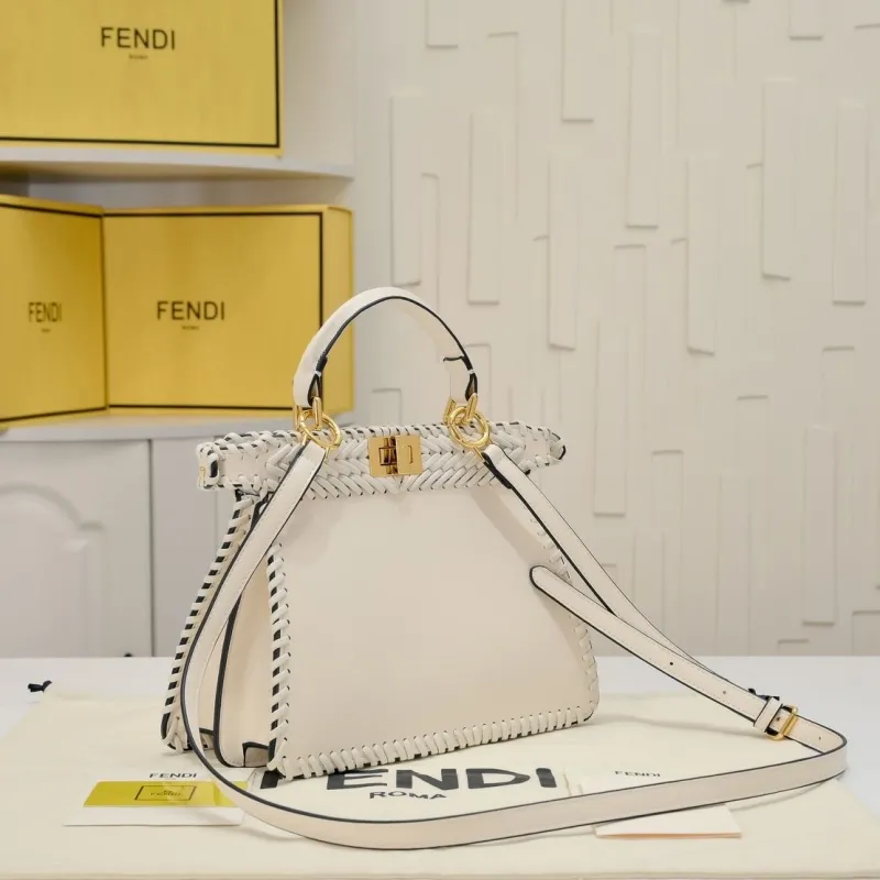 Alternative view of Fendi White Woven Top Handle Bag