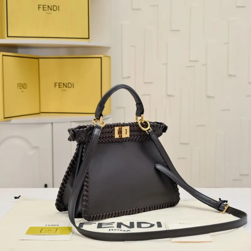 Alternative view of Fendi Brown Woven Leather Top Handle Bag