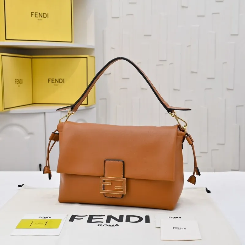 Alternative view of Fendi Brown Leather Top Handle Shoulder Bag