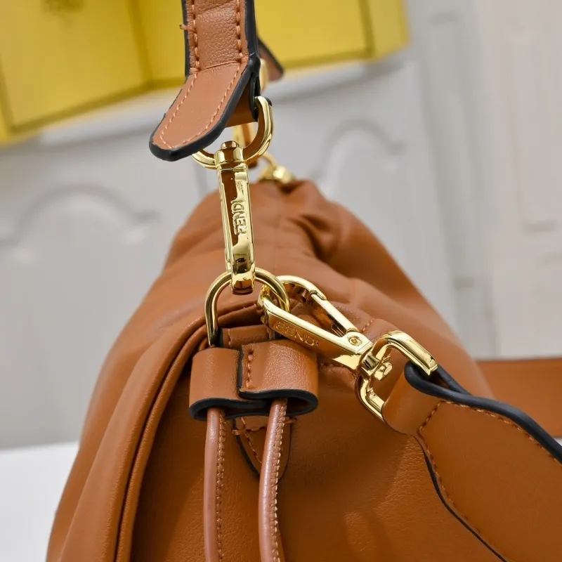 Fendi Brown Leather Top Handle Shoulder Bag - Image 4