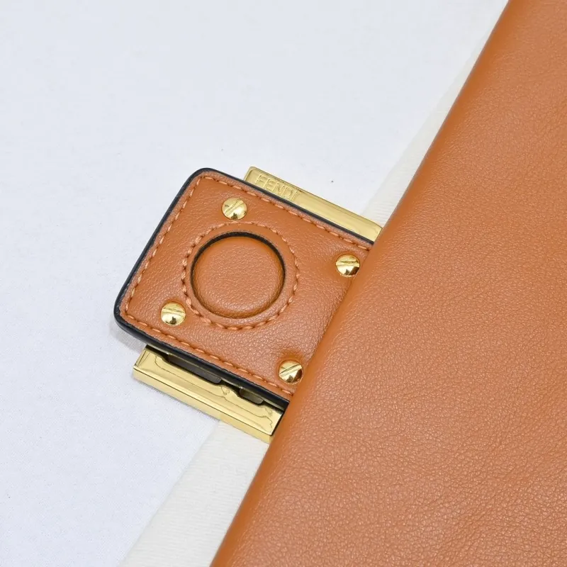 Fendi Brown Leather Top Handle Shoulder Bag - Image 6
